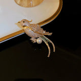 Metal Crystal Zircon Pearl Bird Brooch Rhinestone Brooch Jewelry