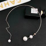 Metal Torques Simulated Pearl Choker Necklace