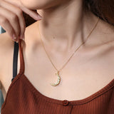 Moon Pendant Golden Necklace For Women Temperament Crescent Clavicle Chain