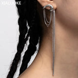 Punk Tassel Rhinestone Drop Earrings Hyperbole Metal Crystal Dangle Jewelry