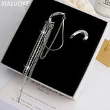 Punk Tassel Rhinestone Drop Earrings Hyperbole Metal Crystal Dangle Jewelry