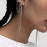 Punk Tassel Rhinestone Drop Earrings Hyperbole Metal Crystal Dangle Jewelry