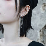 Punk Tassel Rhinestone Drop Earrings Hyperbole Metal Crystal Dangle Jewelry