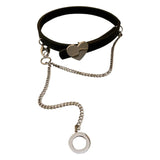 Punk Metal Heart Leather Torques Necklace For Women