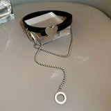 Punk Metal Heart Leather Torques Necklace For Women