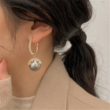 S925 Zircon Crystal Pearl Earrings Retro Lady Circular Earclip