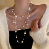 Multilayer Pearl Necklace Women Sweater Chain - Statement Jewelry