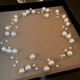 Multilayer Pearl Necklace Women Sweater Chain - Statement Jewelry