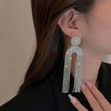 Geometric Crystal Dangle Earrings Vintage Hyperbole Full Rhinestone Drop Earring