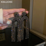 Geometric Crystal Dangle Earrings Vintage Hyperbole Full Rhinestone Drop Earring