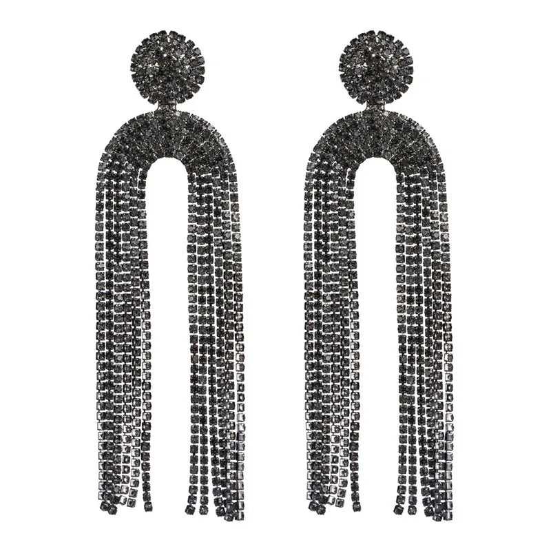 Geometric Crystal Dangle Earrings Vintage Hyperbole Full Rhinestone Drop Earring