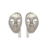 Punk Metal Chain Tassel Face Stud Earrings Vintage Hyperbole Portrait