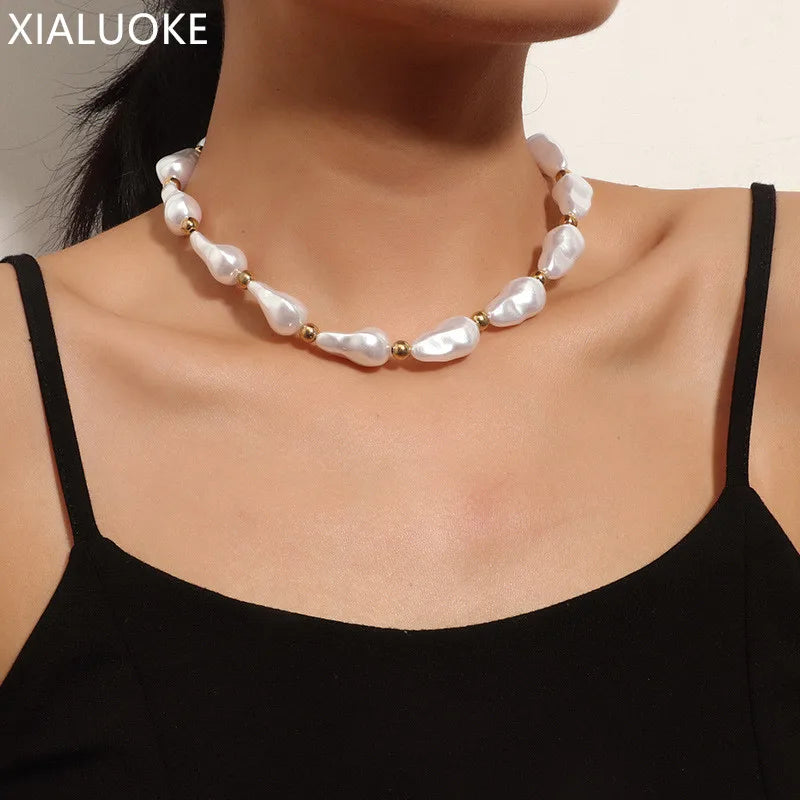 Baroque Pearl Choker Necklace for Women Wedding Party Jewelry