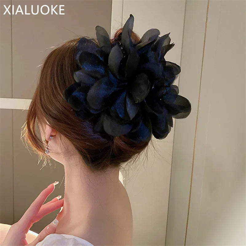 Vintage Fluffy Chiffon Flower Clips Hair Accessories DIY