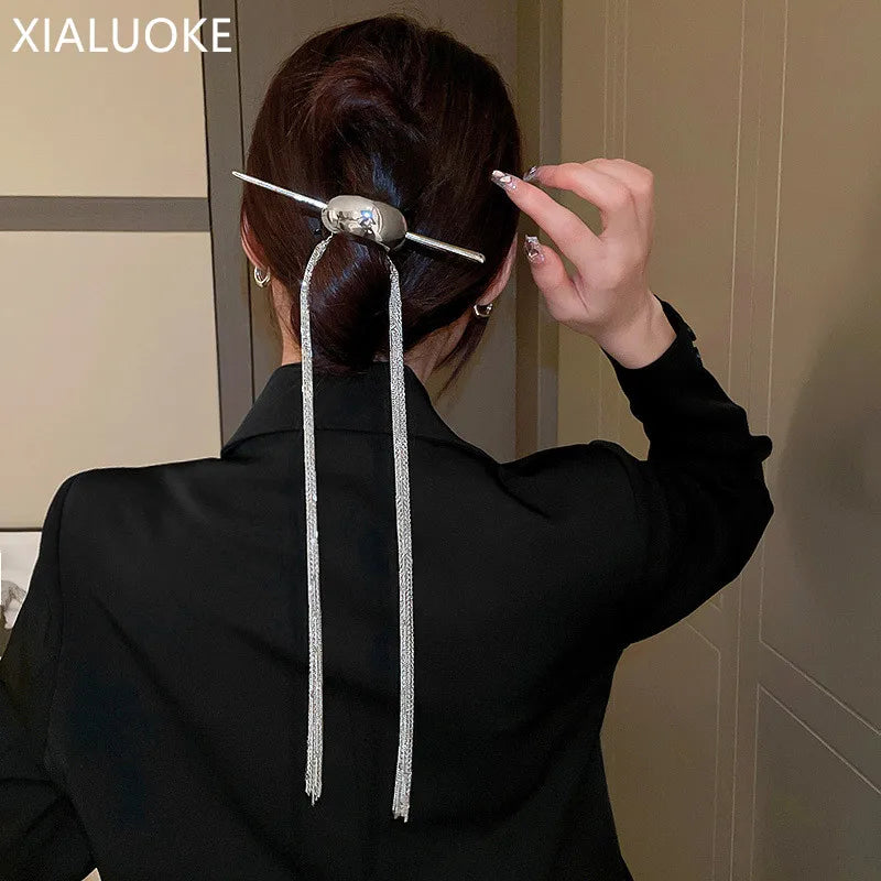 Vintage Geometric Metal Arc Hairpins Women Personality Braid Headband