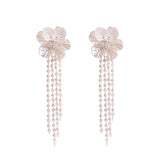 Vintage Tassel Acrylic Flower Crystal Drop Earrings for Women