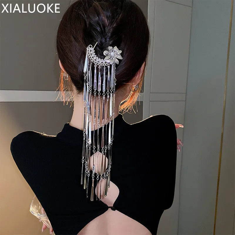 Vintage Long Tassel Pearl Hairpin Hair Fork