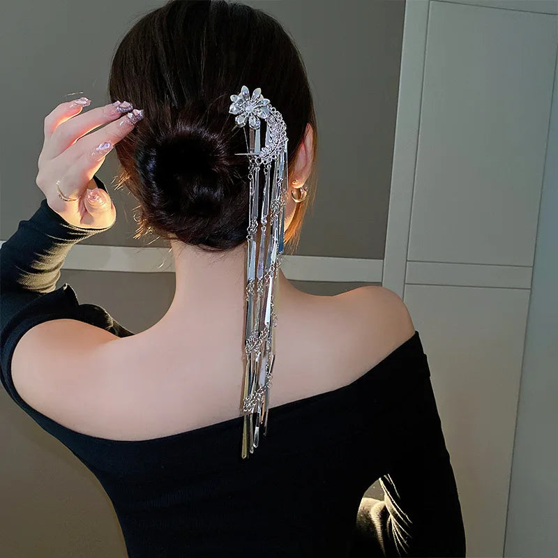 Vintage Long Tassel Pearl Hairpin Hair Fork