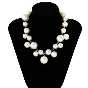 Vintage Acrylic Pearls Bead Necklace Clavicle Chain Women's Pendant Necklace