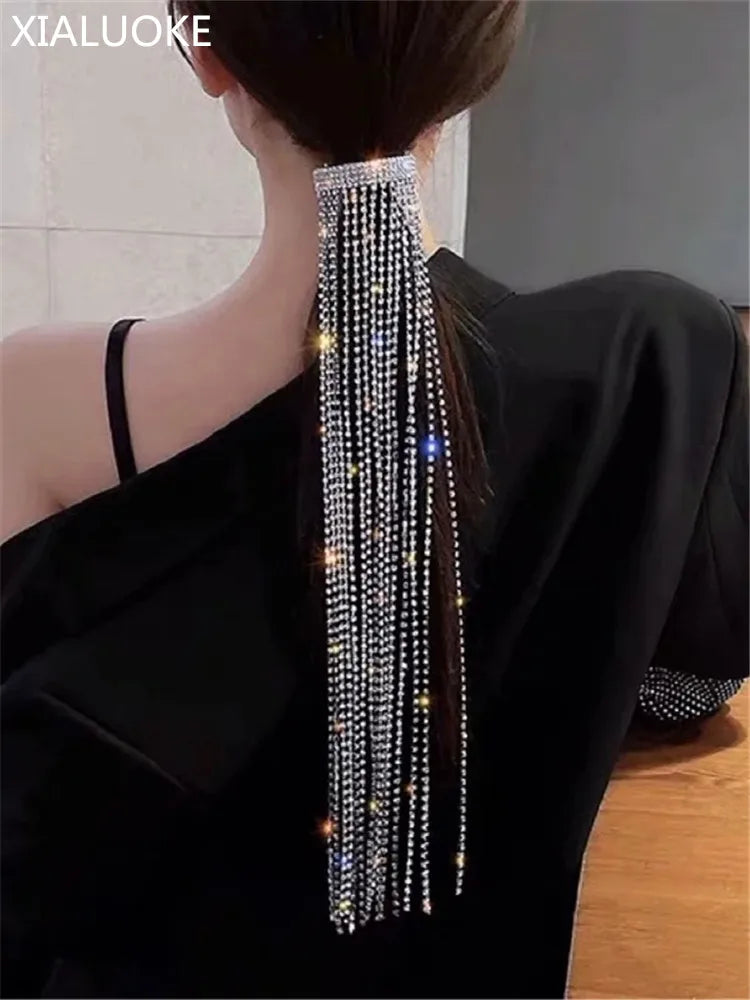 Vintage Shine Rhinestone Hairpins Tassel Crystal Barrettes Wedding Jewelry