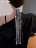 Vintage Shine Rhinestone Hairpins Tassel Crystal Barrettes Wedding Jewelry