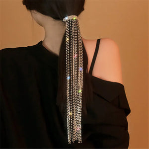 Vintage Shine Rhinestone Hairpins Tassel Crystal Barrettes Wedding Jewelry