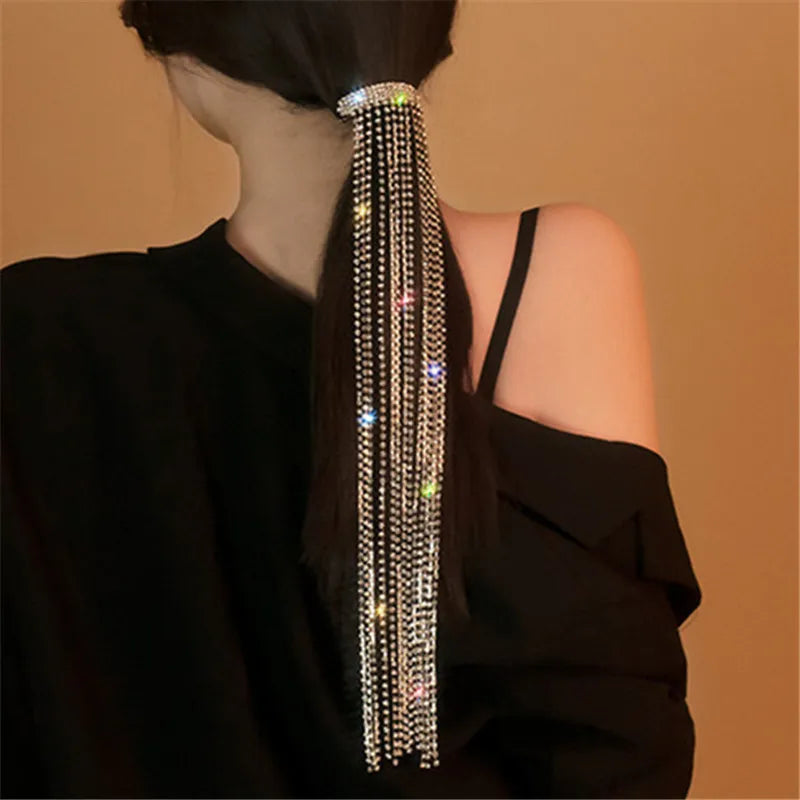 Vintage Shine Rhinestone Hairpins Tassel Crystal Barrettes Wedding Jewelry