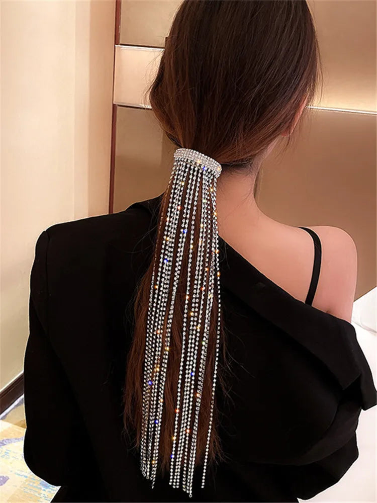 Vintage Shine Rhinestone Hairpins Tassel Crystal Barrettes Wedding Jewelry