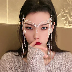 Vintage Tassel Rhinestone Hairpins Headband Water Drop Crystall Hair Accessories