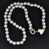 Love Heart Charms Pendant Pearl Beads Necklace Choker
