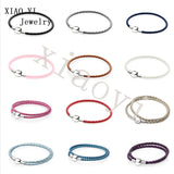XIAOYI 100% S925 Leather Braid Bracelet Multi-Color Female Bracelet