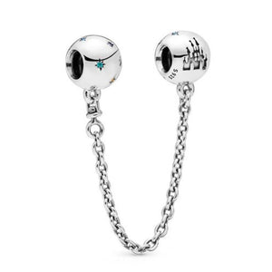 XIAOYI S925 Flower Geometric Double Ring Fastening Clip Safety Chain