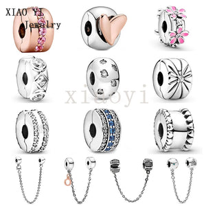 XIAOYI S925 Flower Geometric Double Ring Fastening Clip Safety Chain