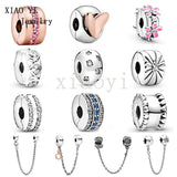 XIAOYI S925 Flower Geometric Double Ring Fastening Clip Safety Chain