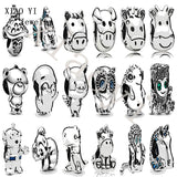 S925 Cartoon Animal Family Owl Tree Ox Horse Pig Charm