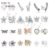 XIAOYI Bow Flower Earrings, Sweet Smile, s925 Silver, Colorful, Cartoon