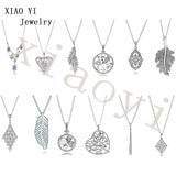 XIAOYI s925 Peach Feather Heart Tree Necklace
