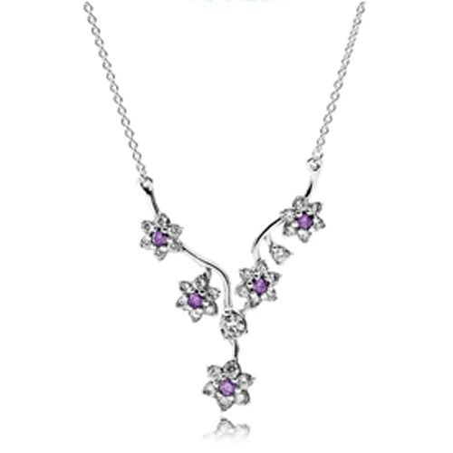 XIAOYI s925 Peach Feather Heart Tree Necklace