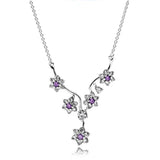 XIAOYI s925 Peach Feather Heart Tree Necklace