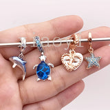 XIAOYI S925 Glazed Sea Turtle Fish Shell Ring Necklace Woven Bracelet
