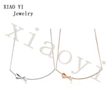 XIAOYI S925 11 Girl Heart Rose Gold Bow Necklace Party