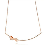 XIAOYI S925 11 Girl Heart Rose Gold Bow Necklace Party