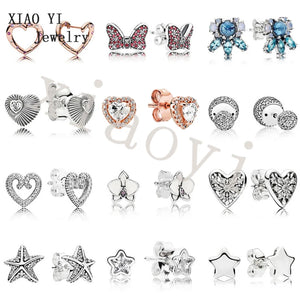 XIAOYI s925 Love Snow Sweet Bow Star Pink Flower Earring