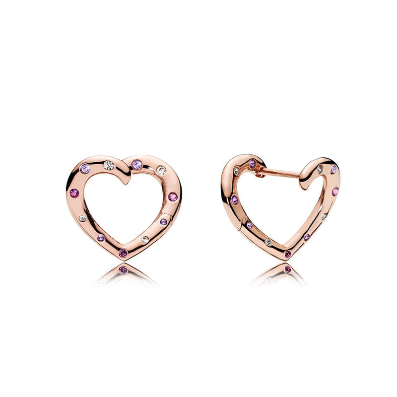 XIAOYI s925 Love Snow Sweet Bow Star Pink Flower Earring