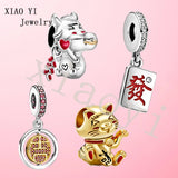 XIAOYI s925 Lucky Spin Baby Cow Cat Glamour DIY Jewelry