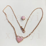 XIAOYI s925 Family Tree Pink Heart Necklace