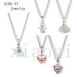 XIAOYI S925 Glow Nipple Pink Gem Love Pendant Necklace