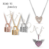 XIAOYI s925 Hand-painted Angel Wings Love Necklace