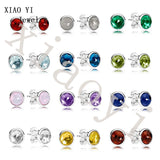XIAOYI High Women's Crystal Ear Studs in 12 Colors