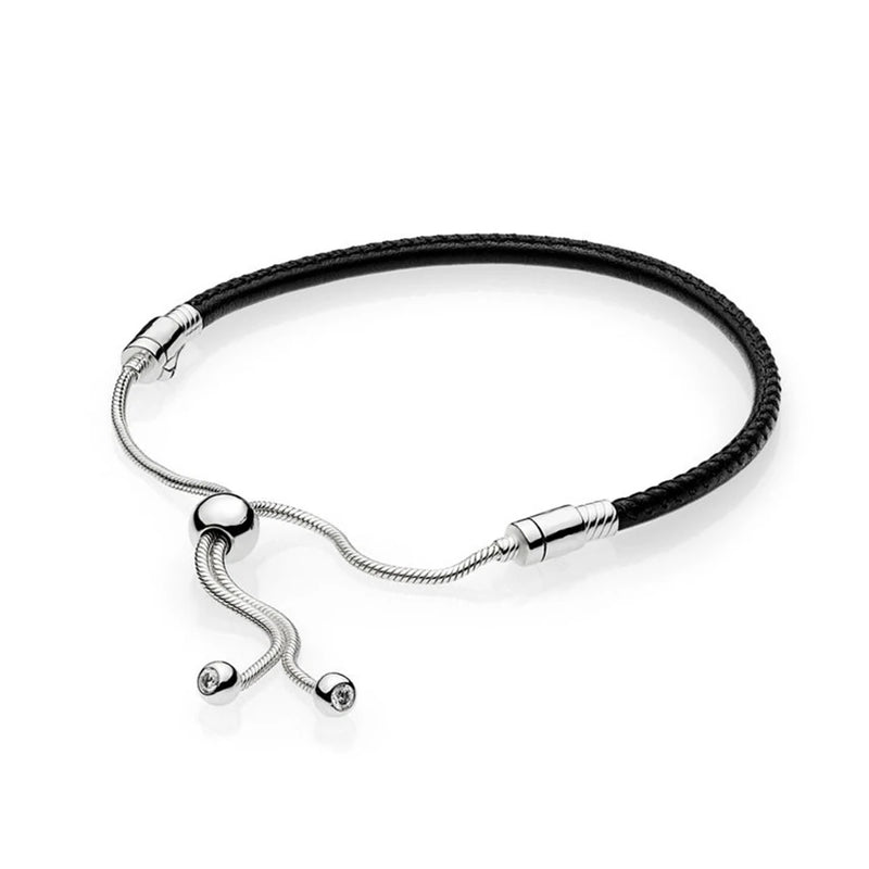 XIAOYI S925 11 Pink Brown Leather Adjustable Bracelet